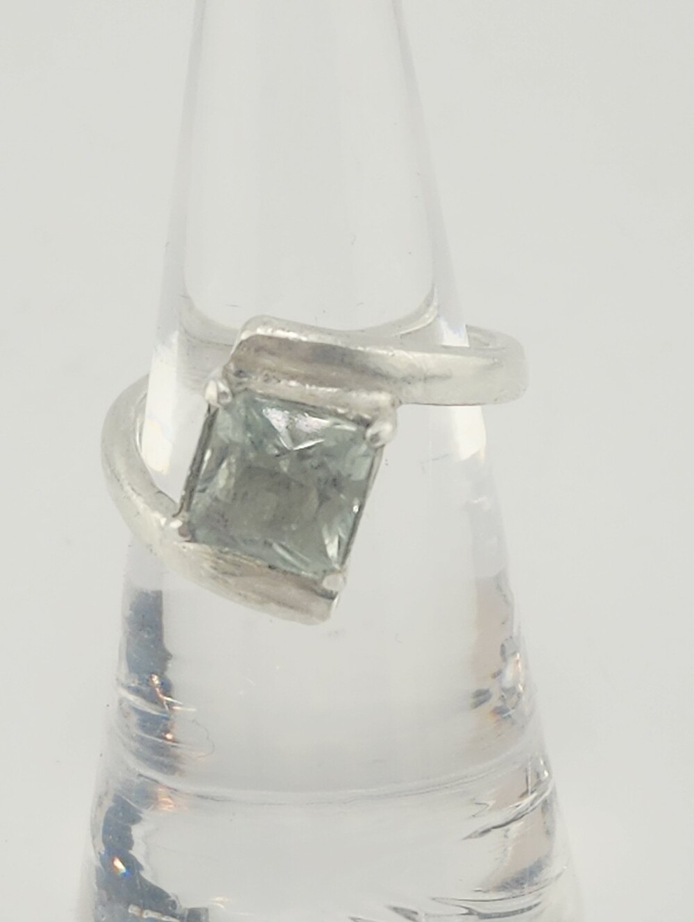 PRASIOLITE GEMSTONE RING HANDMADE IN STERLING SILVEL RECYCLE METAL SIZE 7 - Picture 2 of 16